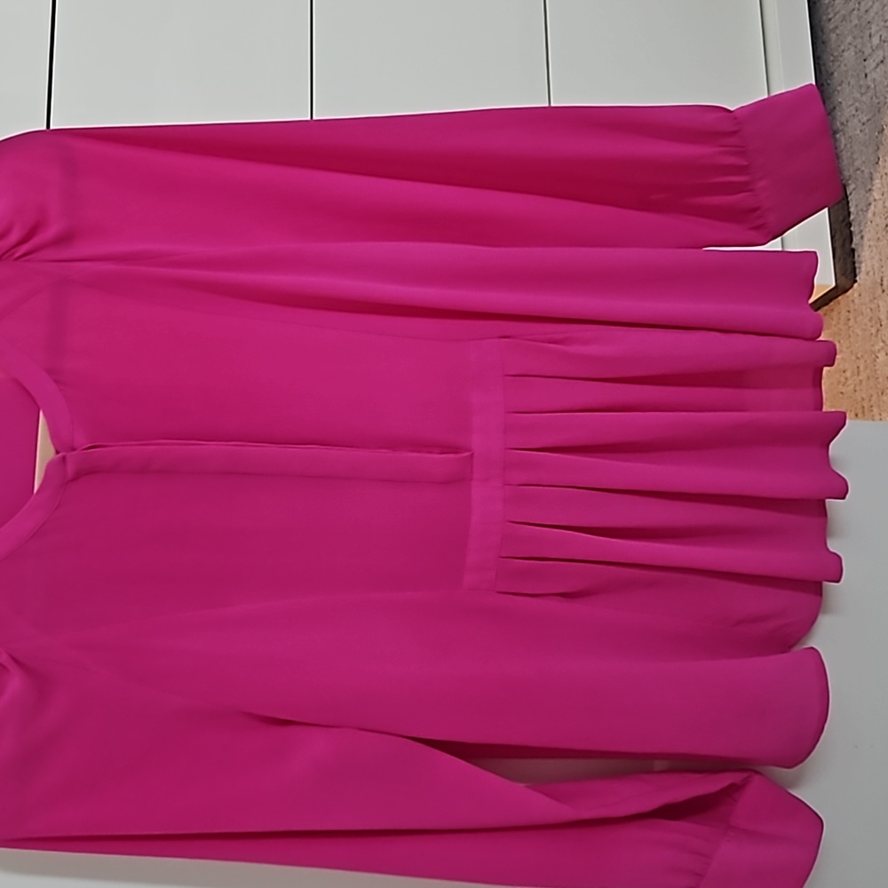 100% Silk Blouse In Fuchsia Color - image 5